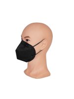 Atemschutzmaske FFP2, D-Faltform mit Ohrenschlaufen, Schwarz